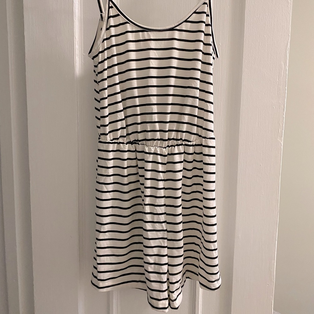 Shein black and white striped romper size xs